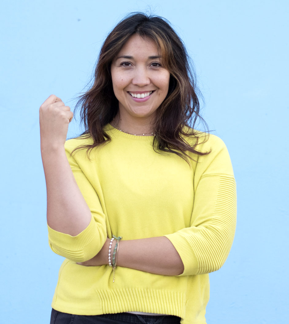 Sandra on Blue Background